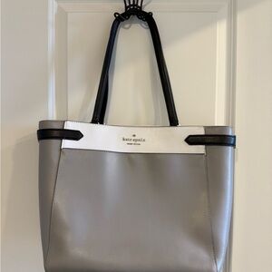 Kate Spade Gray and White Tote Bag
